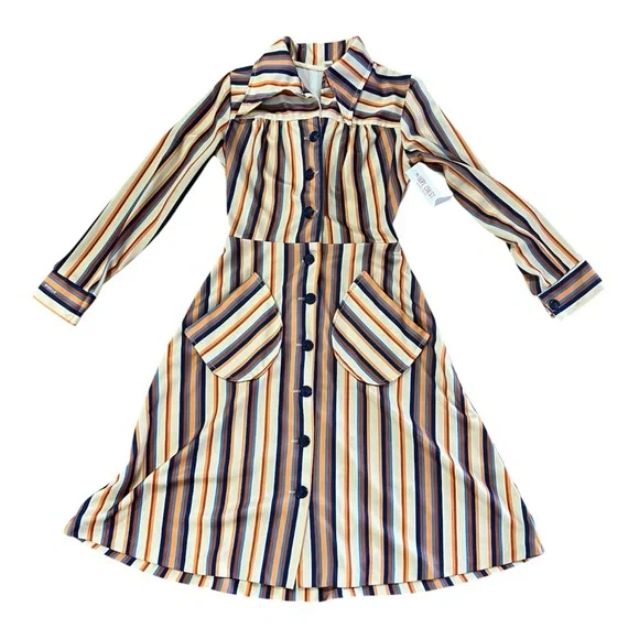 Vintage 1970s Polyester Shirt Dress - Picture 2 of 13